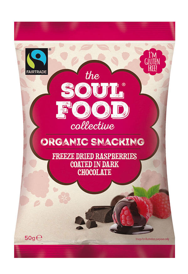 Soul Food Collective organic snack raspberries dark chocolate