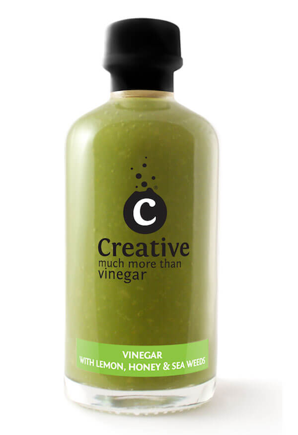 creative fruit vinegar with lemon honey and seaweed